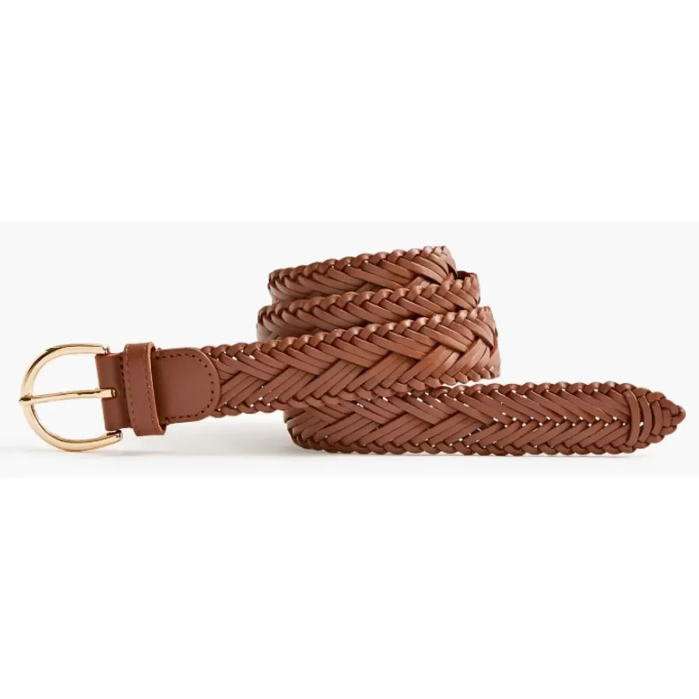 J Crew Womens Woven Breaded Belt 100% Classic Brown M 44